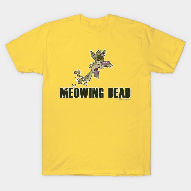 Meowing Dead Zombie Cat T-Shirt by Toonaday